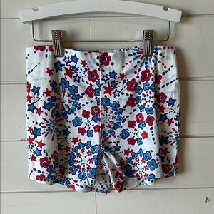 Girls Red and Blue Floral Casual Shorts
